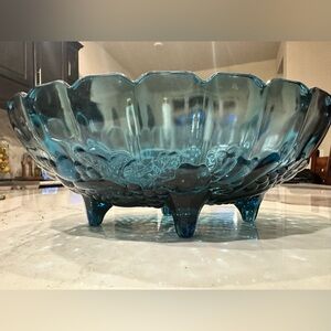 Indiana Glass ICE BLUE Oval FRUIT GARLAND Pattern Footed CONSOLE BOWL